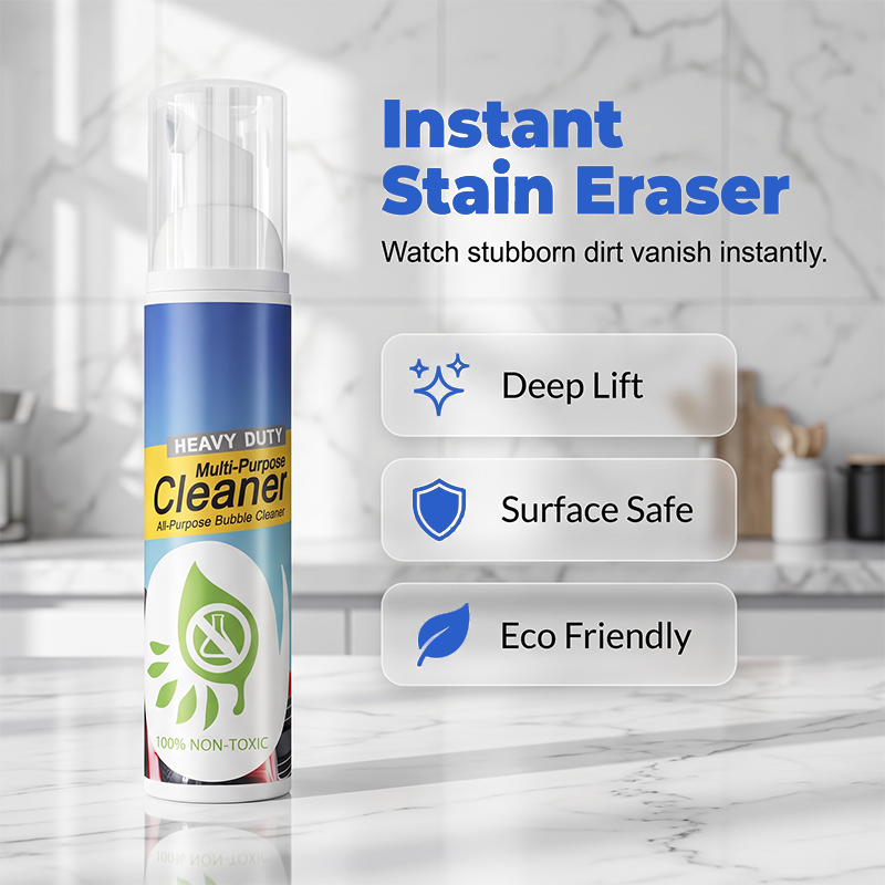 💥-50% 🧼 Mousse nettoyante multifonction haute performance, dégraisse taches odeurs pour voiture cuisine tissus ✨