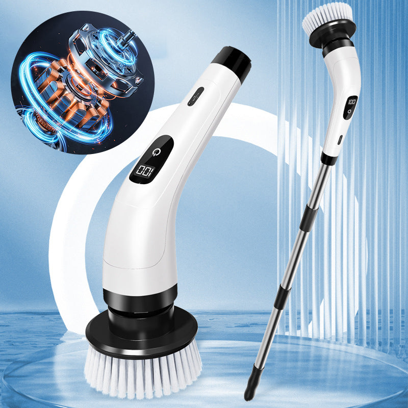 ⏳Offre spéciale à durée limitée⏰Kit de brosses de nettoyage rechargeables avec manche télescopique et 8 embouts — Plus besoin de se baisser ni de s'agenouiller, un nettoyage facile et sans effort