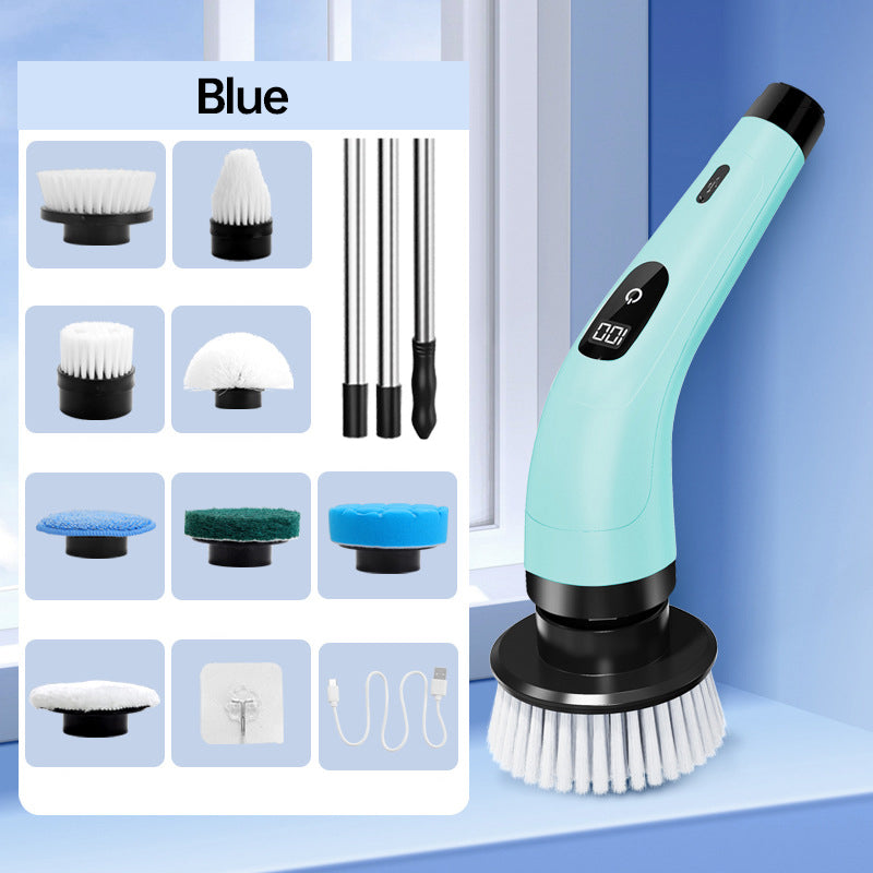 ⏳Offre spéciale à durée limitée⏰Kit de brosses de nettoyage rechargeables avec manche télescopique et 8 embouts — Plus besoin de se baisser ni de s'agenouiller, un nettoyage facile et sans effort