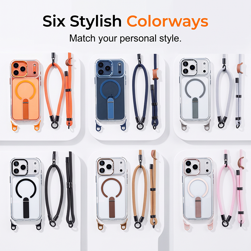 📱 -50% ! 🎀 Coque Multifonctionnelle avec Dragonne pour Smartphone – TPU – Support Intégré & Dragonne Réglable 8 mm – Compatible iPhone 14/15/16/17 Pro/Max 🧲