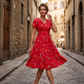 Robe femme à col en V, imprimé floral et taille torsadée