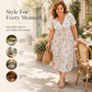 Robe femme à col en V, imprimé floral et taille torsadée
