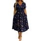 Robe femme à col en V, imprimé floral et taille torsadée