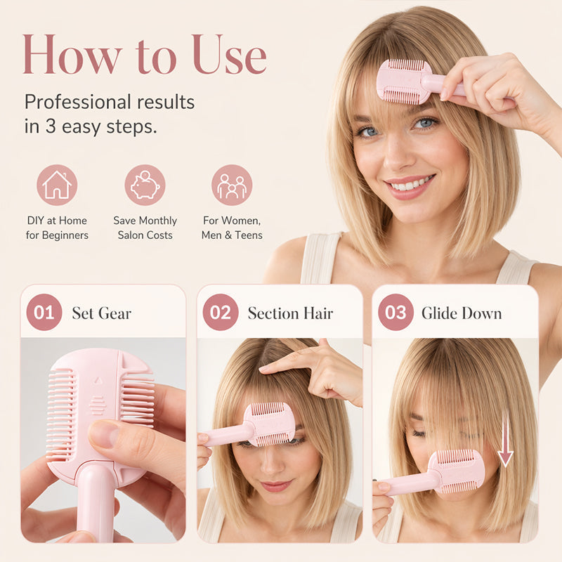 ✂️✨ Peigne à effiler DIY à lame réglable, simple d’utilisation, parfait pour les débutants à la maison