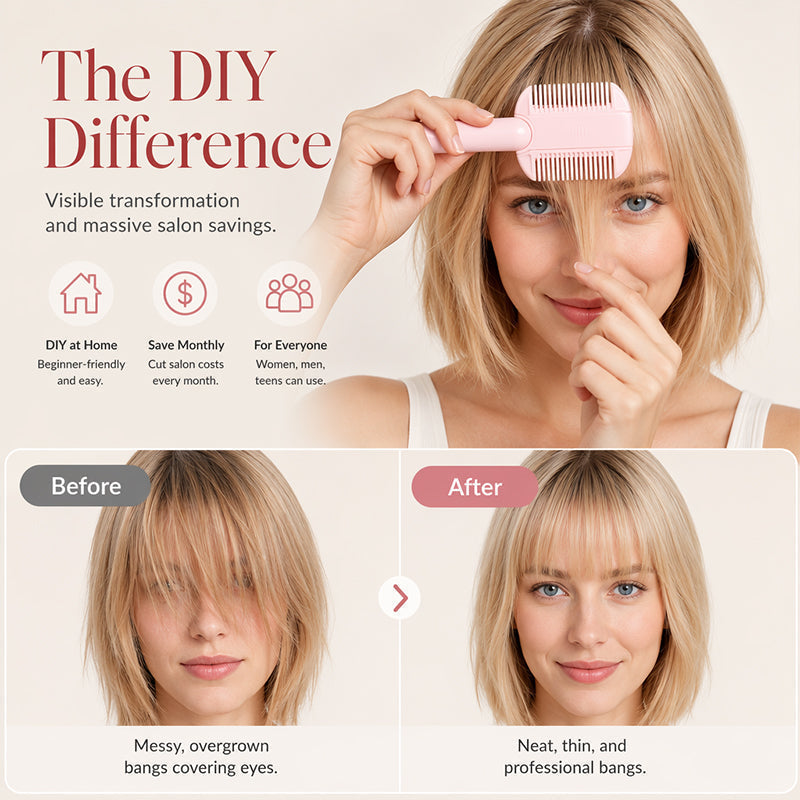 ✂️✨ Peigne à effiler DIY à lame réglable, simple d’utilisation, parfait pour les débutants à la maison
