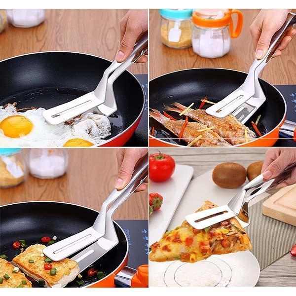 🍳🔥 Pinces de cuisine 3‑en‑1 acier inoxydable, multifonction pour steak, barbecue et cuisson