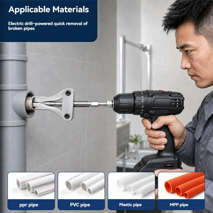 🔧🚰 Outil extracteur de tuyaux – Acier robuste, compatible 1/2″, 3/4″ et 1″, double entraînement perceuse/manuel, le sauveur des raccords grippés et des filetages cassés dans la salle de bain et la cuisine 🔩💪