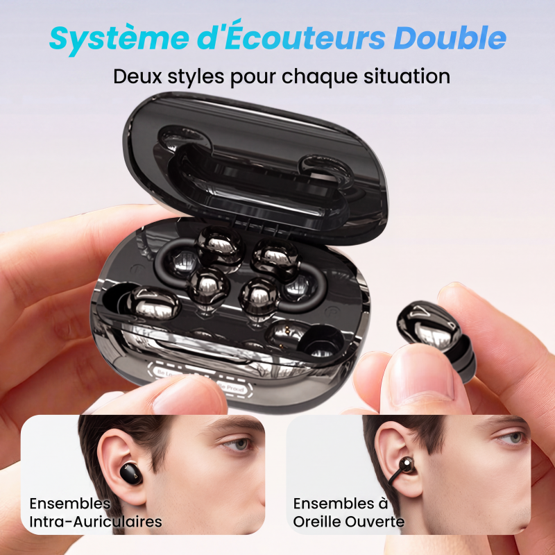 🔥 50% DE RÉDUCTION ! ✨Écouteurs TWS 2-en-1 avec kits oreille ouverte et intra-auriculaires