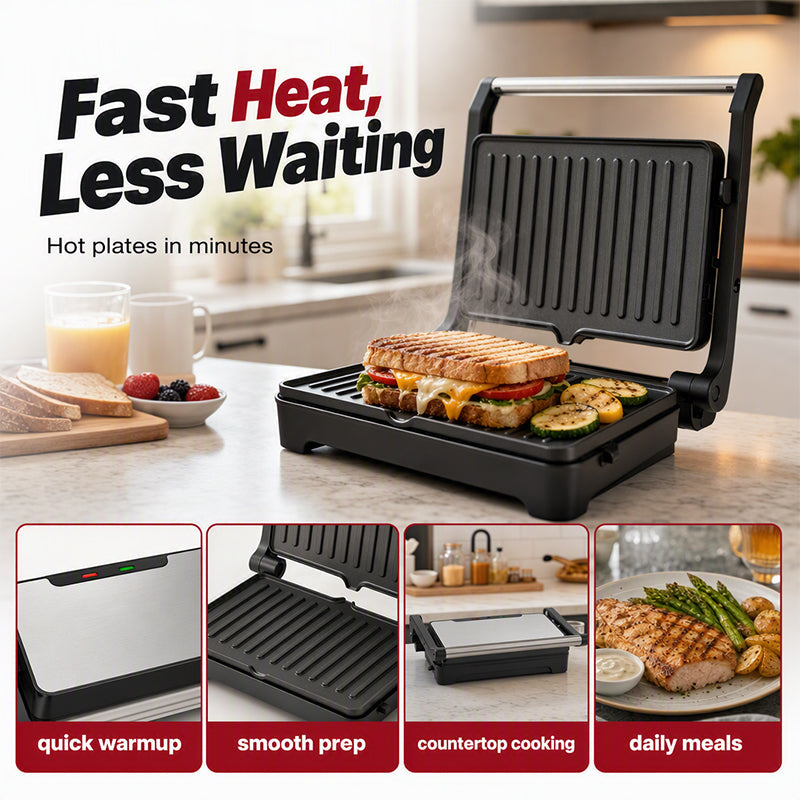 🔥 50% DE RÉDUCTION ! ✨Appareil à sandwichs et paninis électrique avec plaque de cuisson à 180 degrés