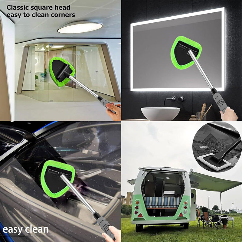 🚗🧽 Kit de nettoyage pare-brise avec manche télescopique – Tête triangulaire rotative 180°, lavable et réutilisable, poignée antidérapante, atteignez chaque recoin pour une vision parfaite, sans traces ni effort 🛣️✨