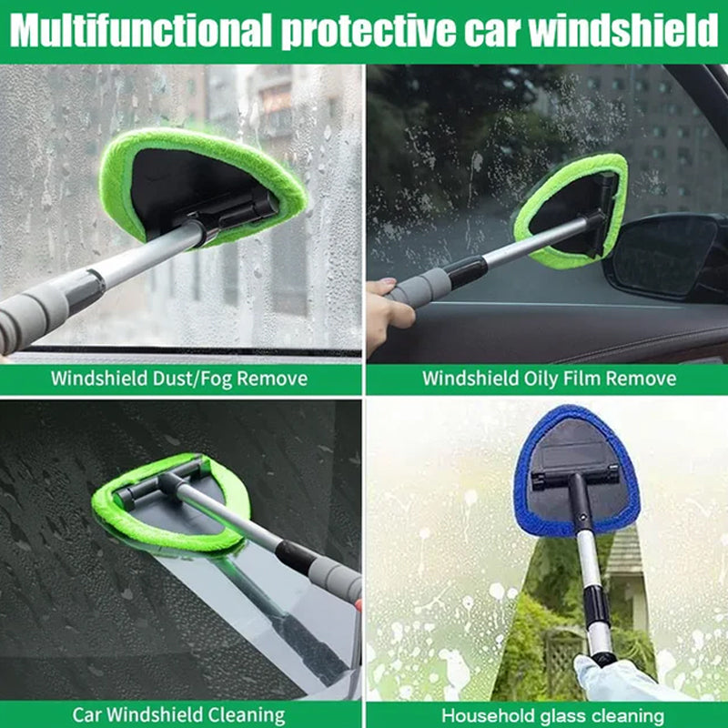 🚗🧽 Kit de nettoyage pare-brise avec manche télescopique – Tête triangulaire rotative 180°, lavable et réutilisable, poignée antidérapante, atteignez chaque recoin pour une vision parfaite, sans traces ni effort 🛣️✨