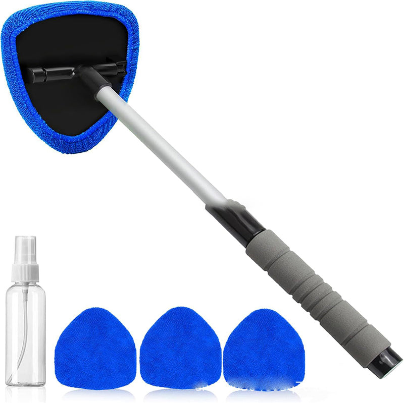 🚗🧽 Kit de nettoyage pare-brise avec manche télescopique – Tête triangulaire rotative 180°, lavable et réutilisable, poignée antidérapante, atteignez chaque recoin pour une vision parfaite, sans traces ni effort 🛣️✨