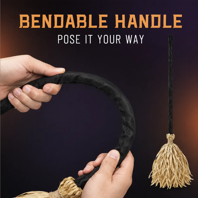 🧙‍♀️🎃 Décoration Halloween balai de sorcière animé – Lumières et sons, mouvement réaliste, transformez votre entrée ou votre salon en repaire de sorcière pour une nuit d’épouvante mémorable 👻🕯️