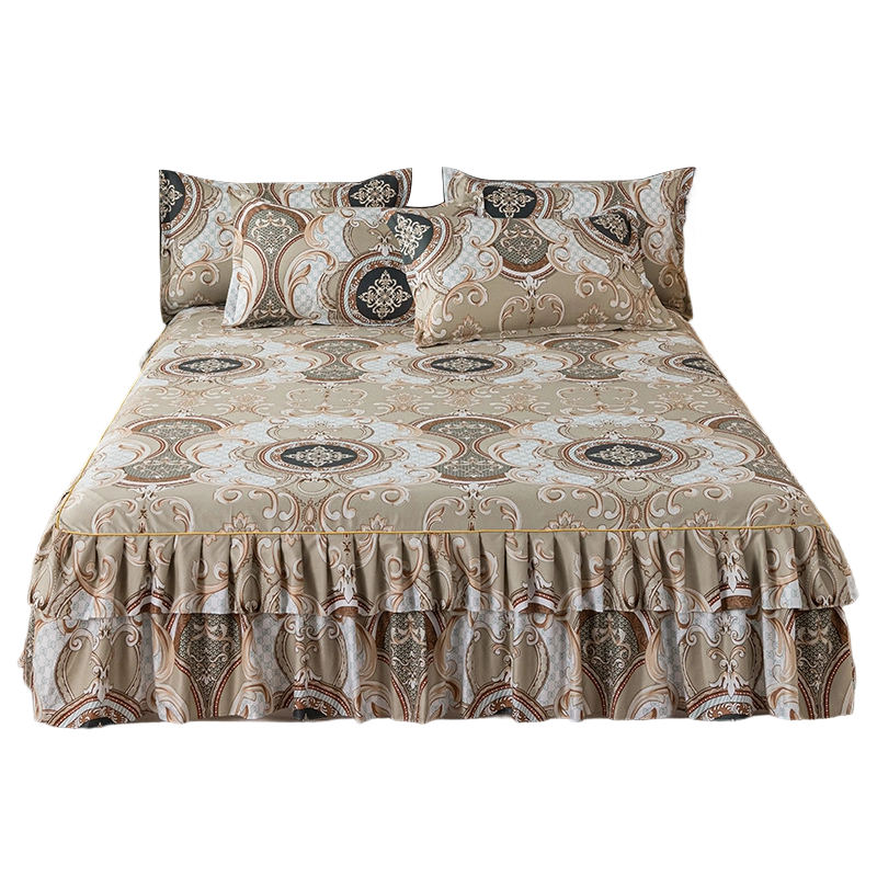 🛏️ 50% DE RÉDUCTION! 🌷 Cache-Sommier 3 Pièces à Fleurs et Volants – Coton haute densité, 5 tailles & jupes – Parfait pour une chambre romantique ✨