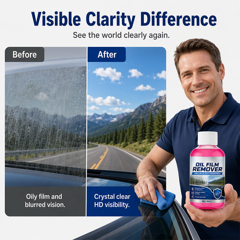 🔥‑50% PROMO FLASH🚗 Nettoyant vitre voiture anti‑film gras, élimine film d’huile pare‑brise, vision claire sous la pluie ✨💦