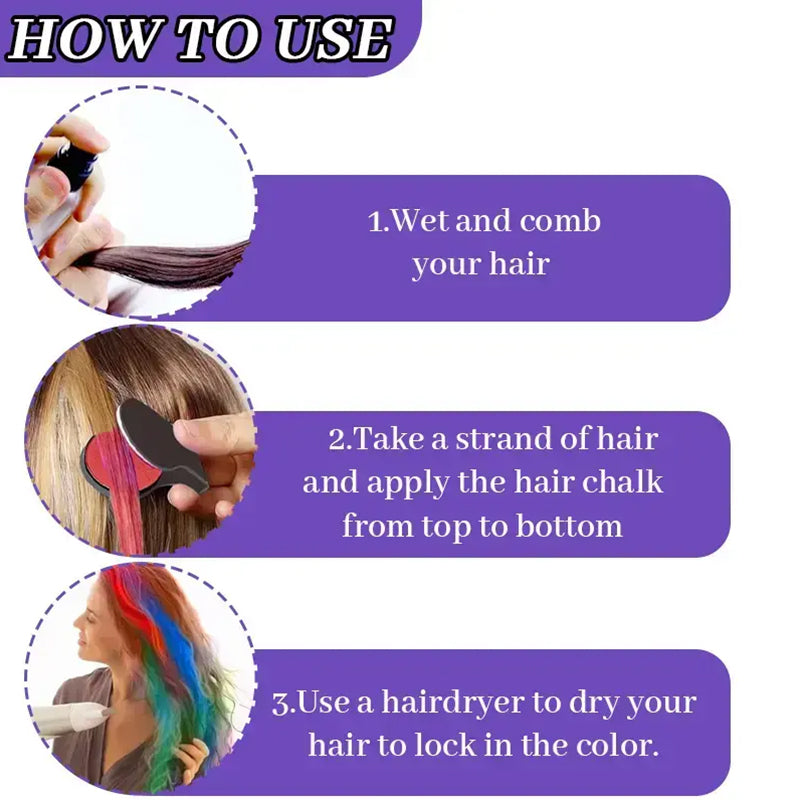 Kit de craies temporaires pour cheveux pour filles