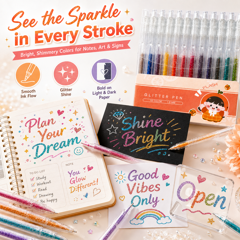 🎨 Coffret de Stylos Pailletés à Séchage Rapide pour Cartes, Agendas et Scrapbooks
