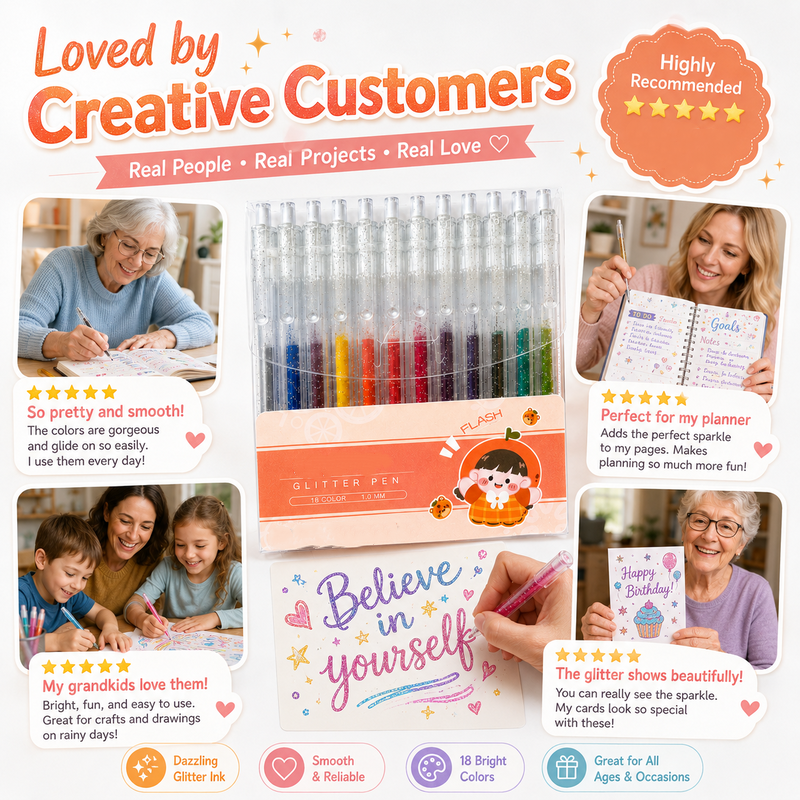 🎨 Coffret de Stylos Pailletés à Séchage Rapide pour Cartes, Agendas et Scrapbooks