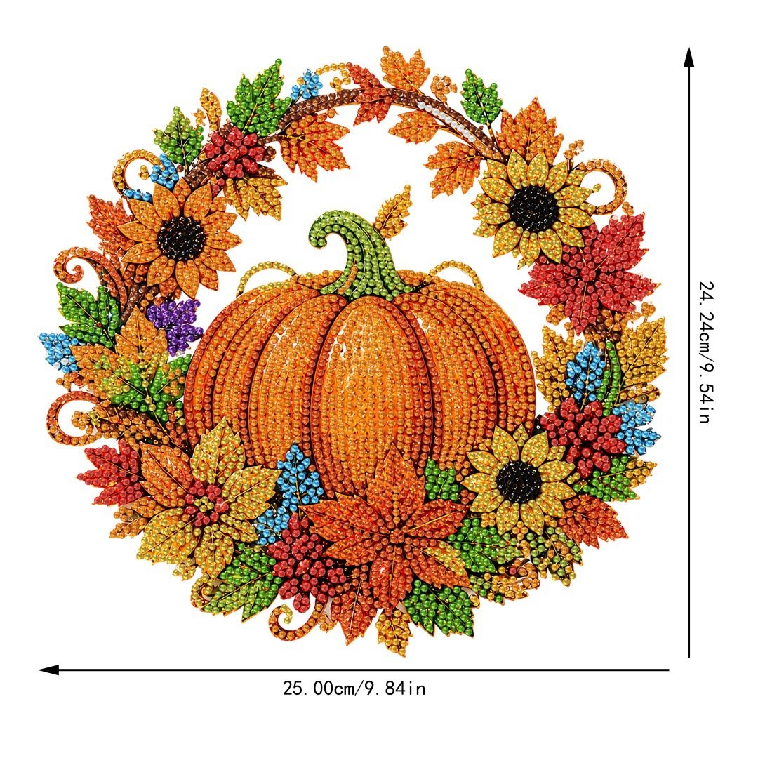 🔥‑50% PROMO FLASH🎃 Couronne d’automne potiron losanges, kit de bricolage complet, décoration suspendue chaleureuse pour la maison ✨🍂