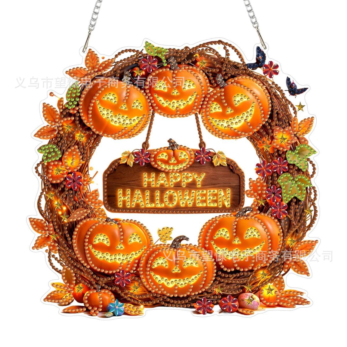 🔥‑50% PROMO FLASH🎃 Couronne d’automne potiron losanges, kit de bricolage complet, décoration suspendue chaleureuse pour la maison ✨🍂