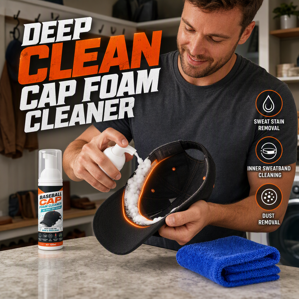🔥‑50% PROMO FLASH🧢 Nettoyant moussant sans rinçage pour casquettes baseball, élimine les taches sans abîmer le tissu ✨