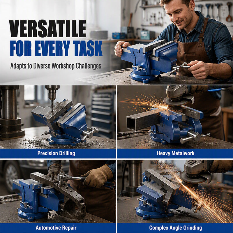 🔩 PROMO LIMITÉE 50% DE RÉDUCTION ! ✨ Étau d'établi à base pivotante robuste – Puissant, Inclinable, Industriel 🛠️