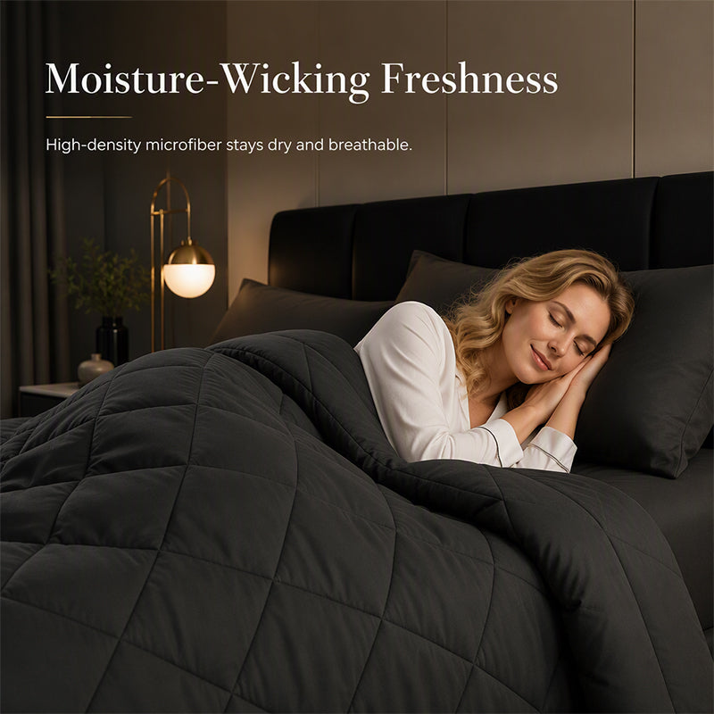 🛏️🧵 Parure de couette matelassée 3 pièces – Microfibre brossée, respirante et adaptée à toute saison