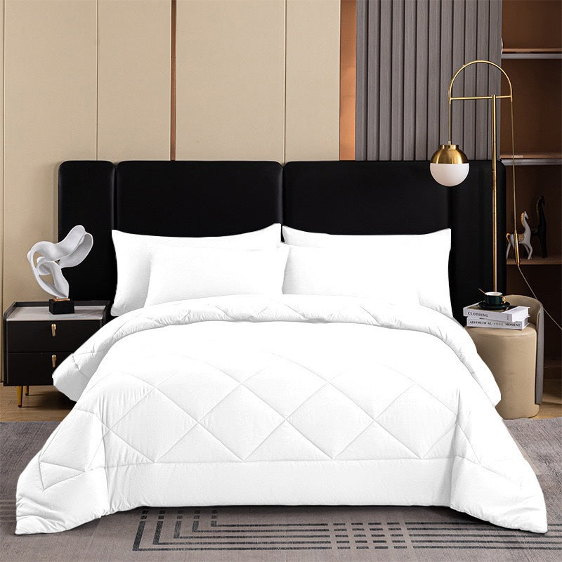 🛏️🧵 Parure de couette matelassée 3 pièces – Microfibre brossée, respirante et adaptée à toute saison