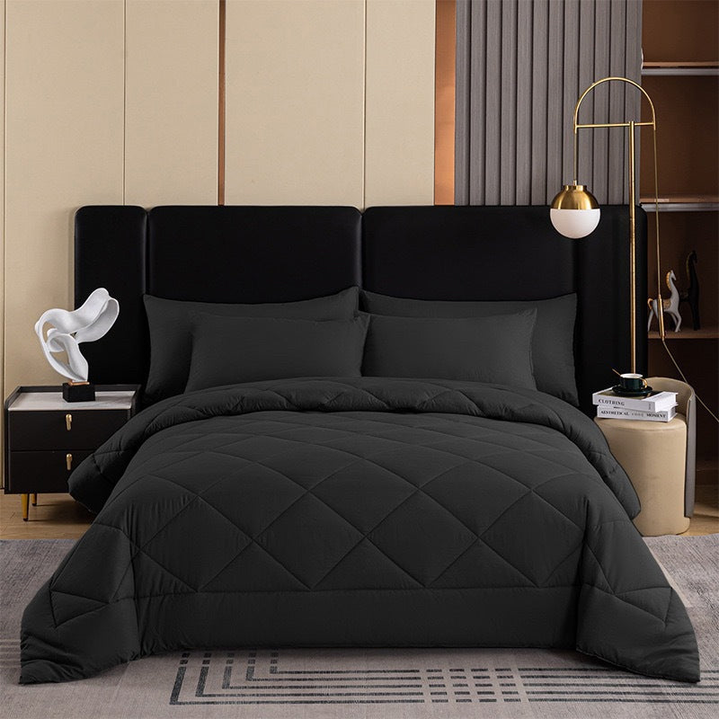🛏️🧵 Parure de couette matelassée 3 pièces – Microfibre brossée, respirante et adaptée à toute saison