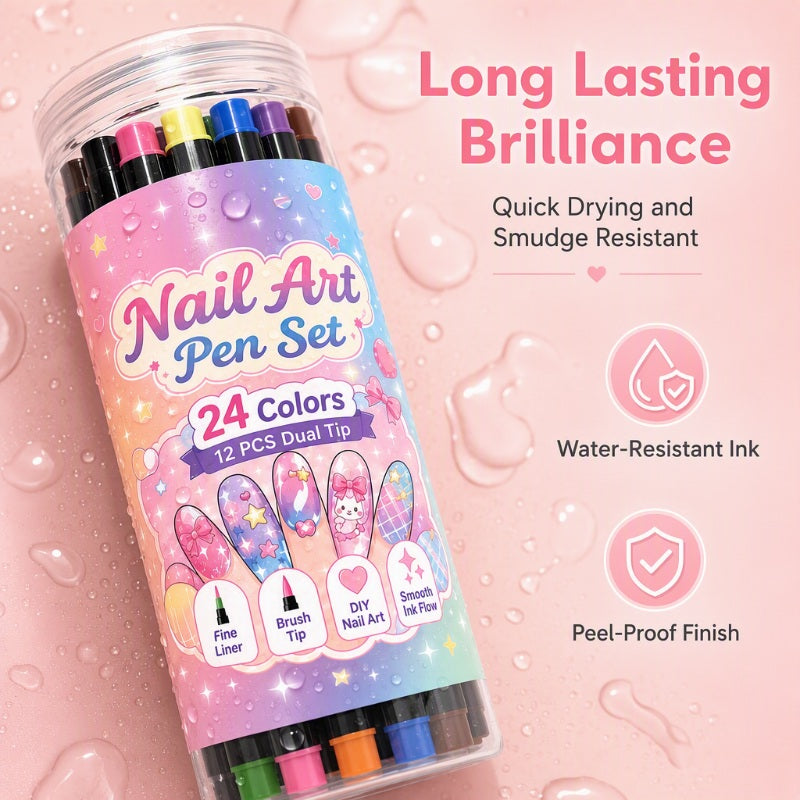 📢📢 50 % DE RÉDUCTION !!⏰️ Lot de 24 stylos à nail art à double embout