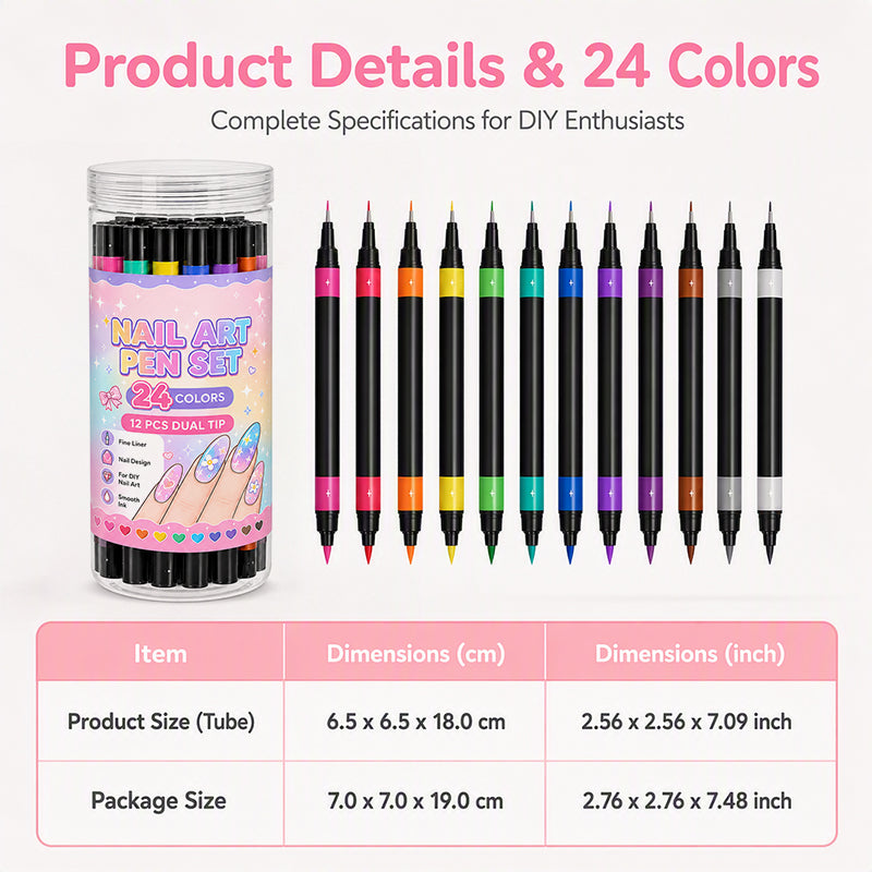 📢📢 50 % DE RÉDUCTION !!⏰️ Lot de 24 stylos à nail art à double embout