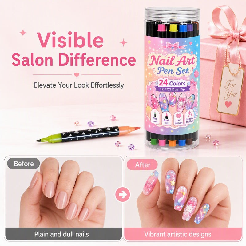 📢📢 50 % DE RÉDUCTION !!⏰️ Lot de 24 stylos à nail art à double embout
