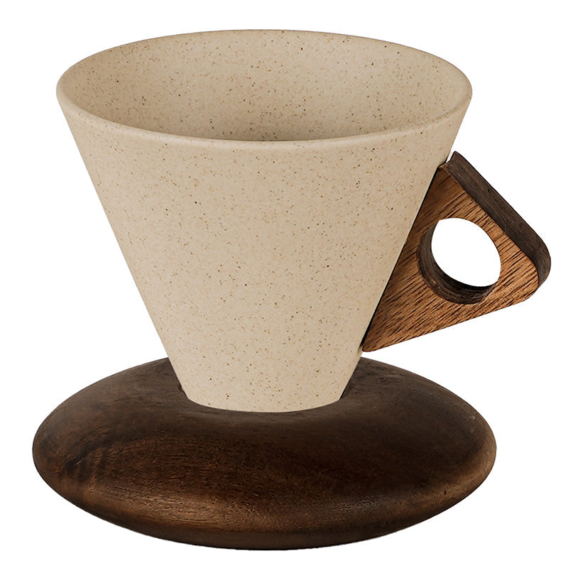 ☕ PROMO FLASH : 50% DE RÉDUCTION ! 🍂 Tasse à Café Vintage – Anse en Bois & Sous-tasse – Poterie Rustique & Émail Mat – 150 ml for Moments Chaleureux ✨
