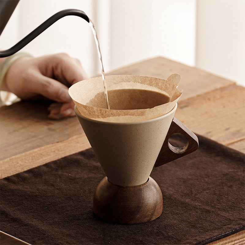 ☕ PROMO FLASH : 50% DE RÉDUCTION ! 🍂 Tasse à Café Vintage – Anse en Bois & Sous-tasse – Poterie Rustique & Émail Mat – 150 ml for Moments Chaleureux ✨