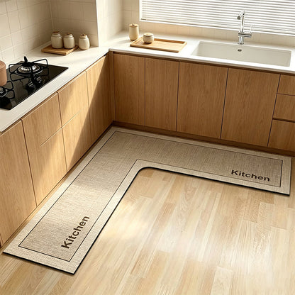 🔥⏰50% DE RÉDUCTION 🧊 Tapis de cuisine en L, absorbe eau et huile, antidérapant pour sol mouillé 🍳