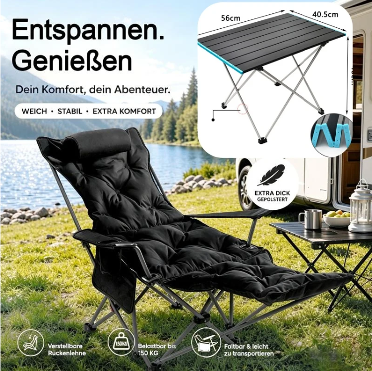 🔥 50% DE RÉDUCTION ! 🪑 Fauteuil inclinable pliable à 4 positions + repose-jambes