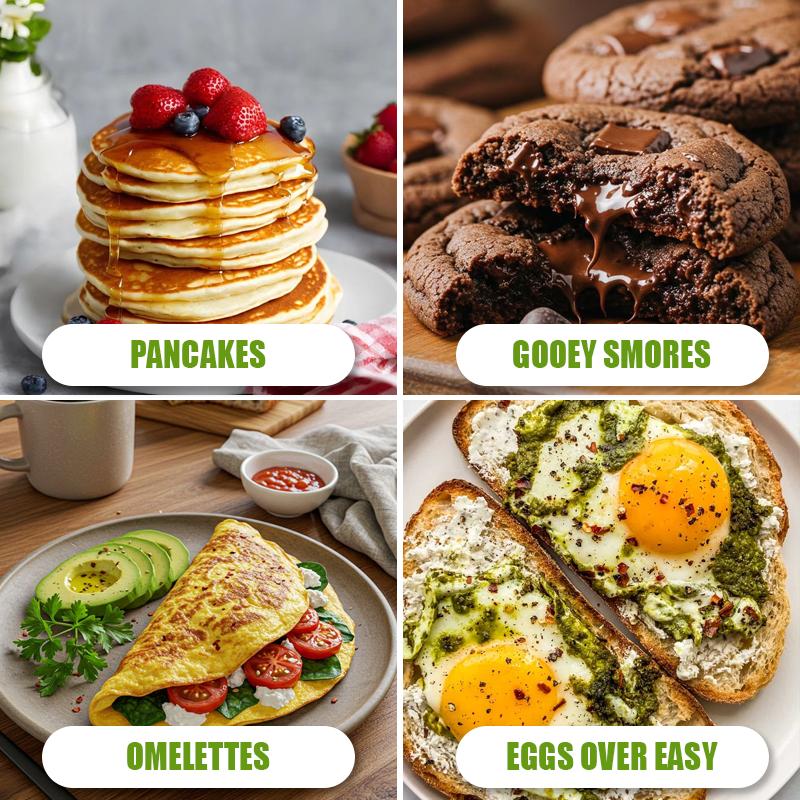 🔥50 % DE RÉDUCTION EN CE MOMENT ! Poêle antiadhésive double face à double usage – Ustensile de cuisine à retournement pour crêpes, pain grillé, steaks et cornets à gaufres, poêle de cuisine antiadhésive facile à retourner