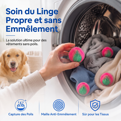 🧺🧼 -50% ! ✨Boules de lavage réutilisables en nylon pour récupérer les peluches et les cheveux.