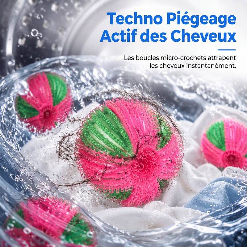 🧺🧼 -50% ! ✨Boules de lavage réutilisables en nylon pour récupérer les peluches et les cheveux.
