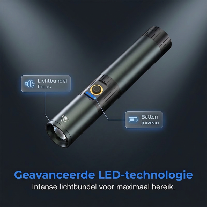 Lampe torche tactique ultra-lumineuse avec fonction zoom