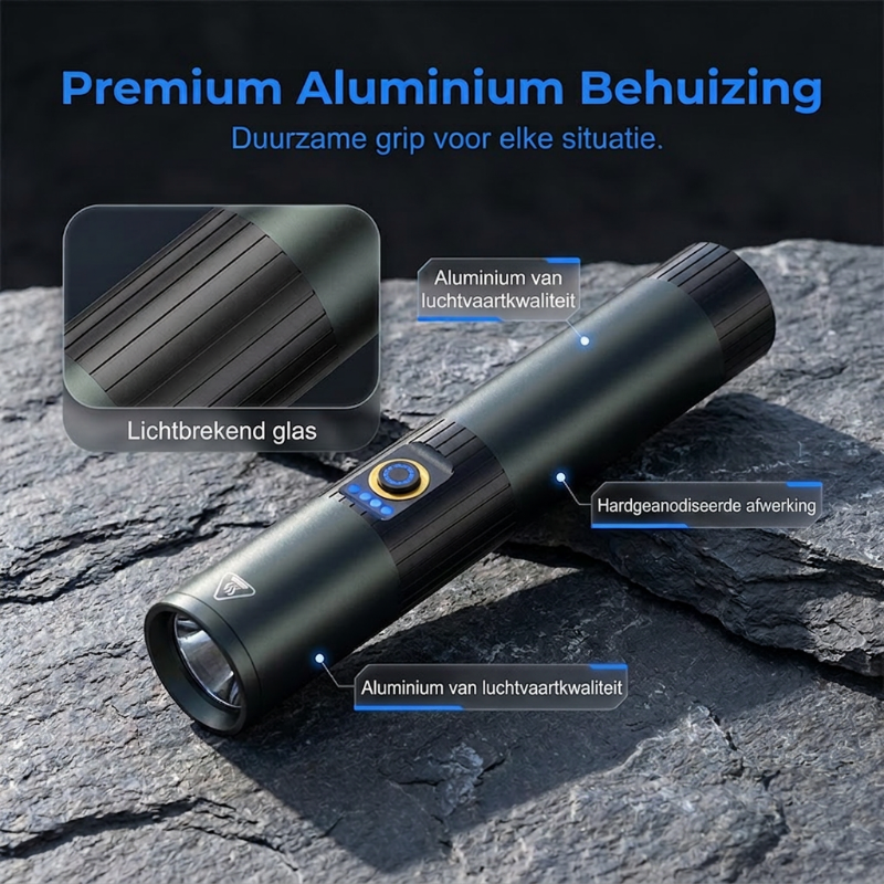 Lampe torche tactique ultra-lumineuse avec fonction zoom
