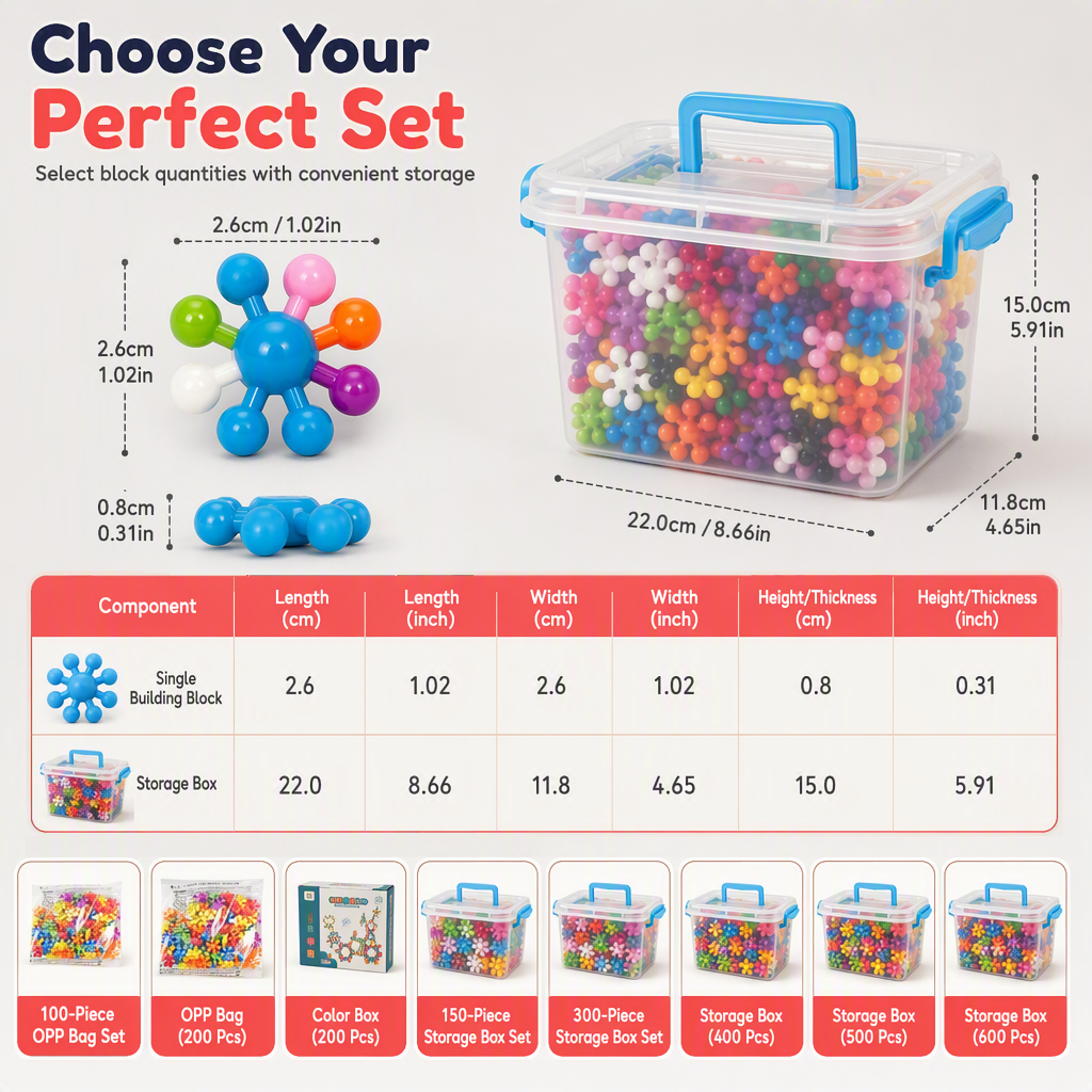 Blocs de construction 3D en forme de flocon de neige pour enfants
