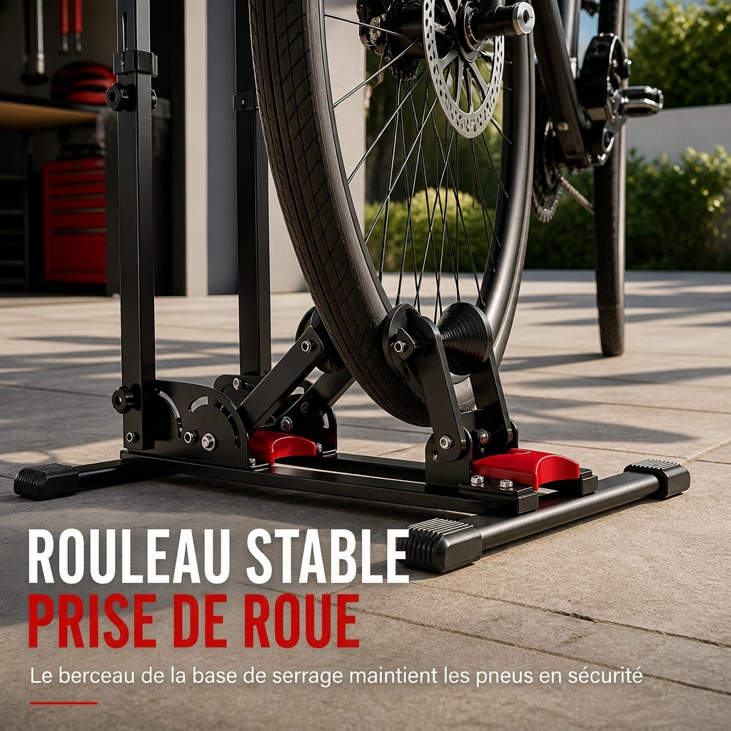 🚲🅿️ Support de Stationnement au Sol pour Vélo Pliable – Double Colonne en U, Hauteur Réglable et Compatible VTT