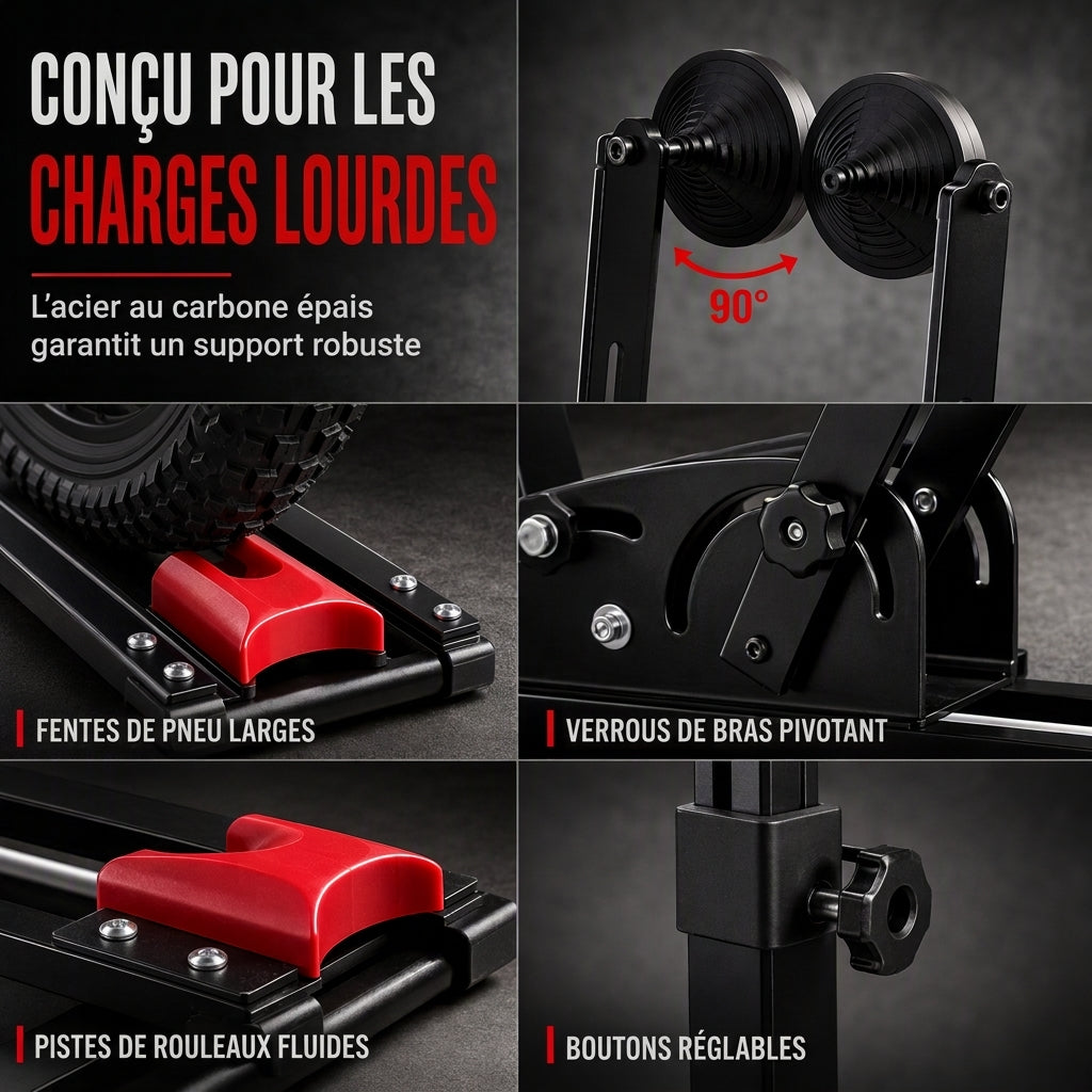 🚲🅿️ Support de Stationnement au Sol pour Vélo Pliable – Double Colonne en U, Hauteur Réglable et Compatible VTT