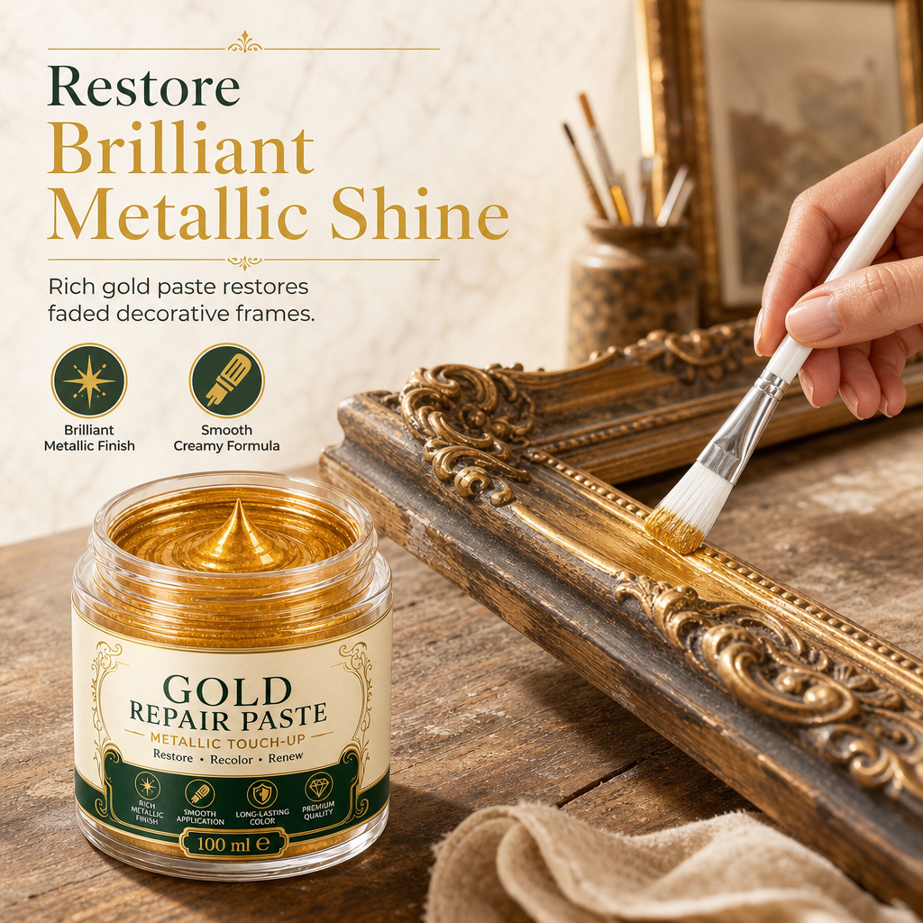 Redonnez instantanément un éclat doré à vos objets ! Pâte de réparation et de retouche « Metallic Gold »