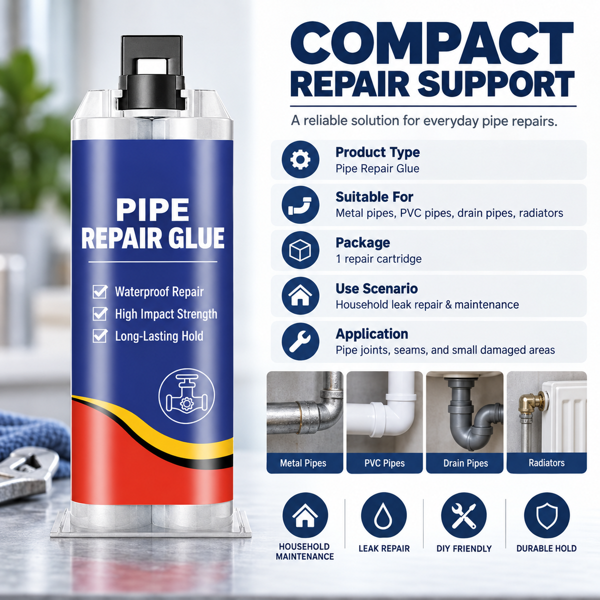 🔥 50% DE RÉDUCTION ! ✨Colle d'étanchéité imperméable pour réparer les fuites de canalisations