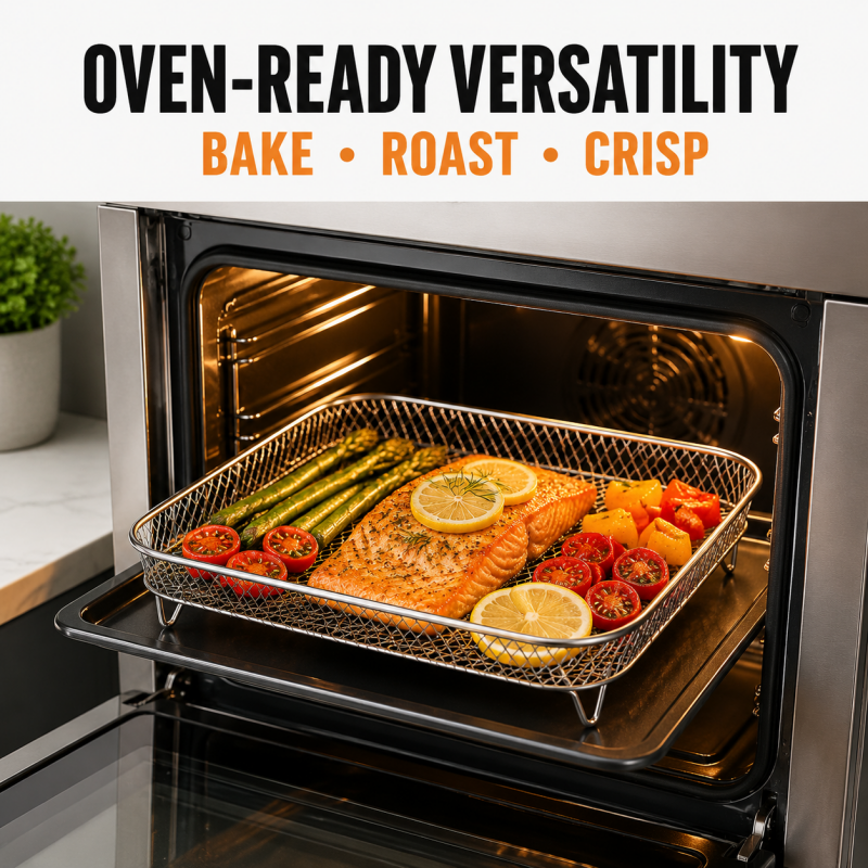 🔥-50% DE RÉDUCTION✨Grille 3 niveaux inox 304🍟Empilable, accessoire friteuse air pour ailes et pain grillé