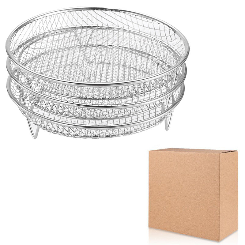 🔥-50% DE RÉDUCTION✨Grille 3 niveaux inox 304🍟Empilable, accessoire friteuse air pour ailes et pain grillé