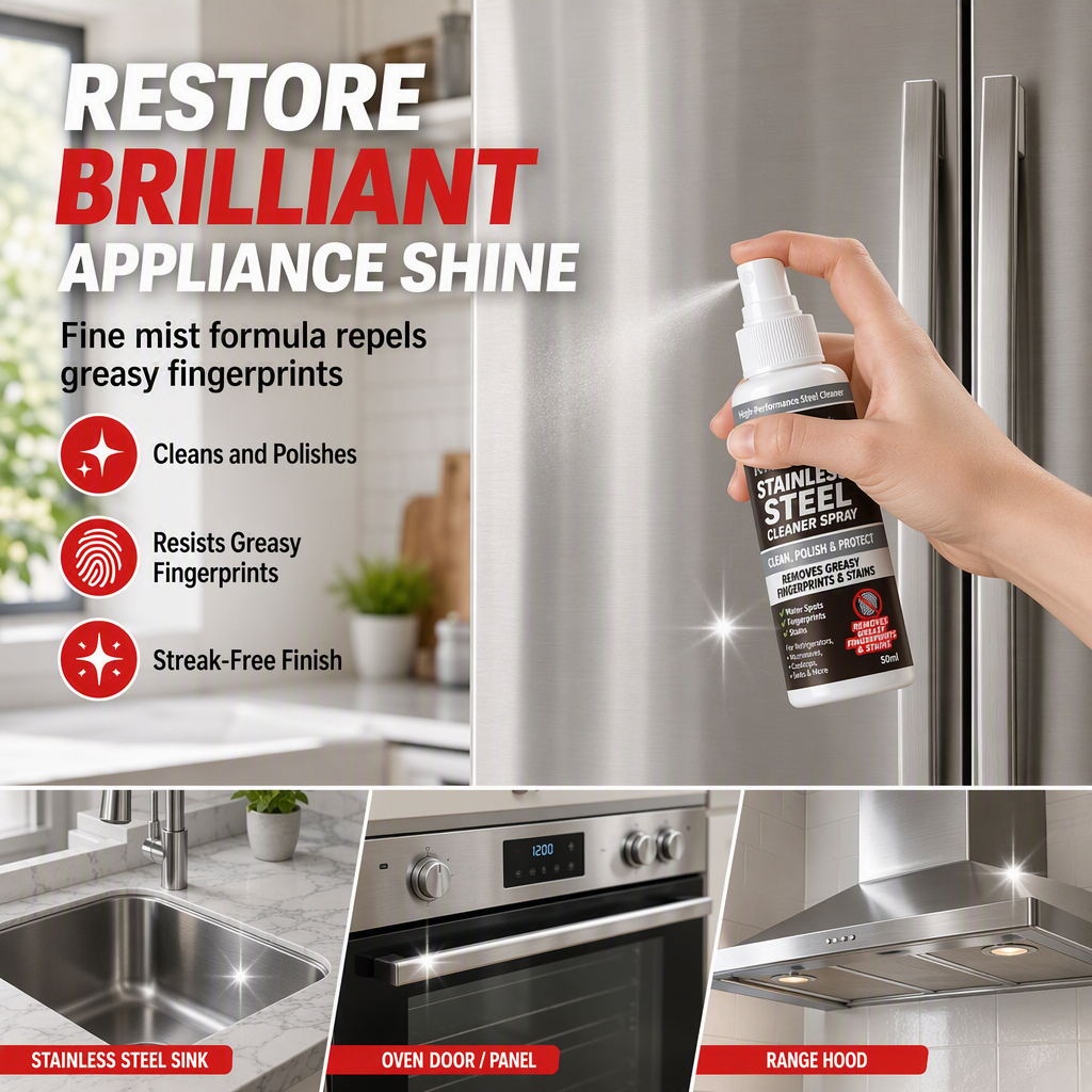 Spray nettoyant et polissant multifonctionnel pour acier inoxydable