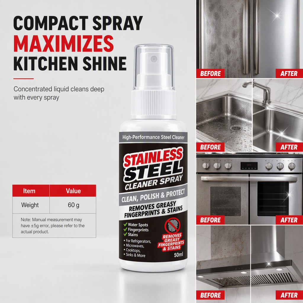 Spray nettoyant et polissant multifonctionnel pour acier inoxydable